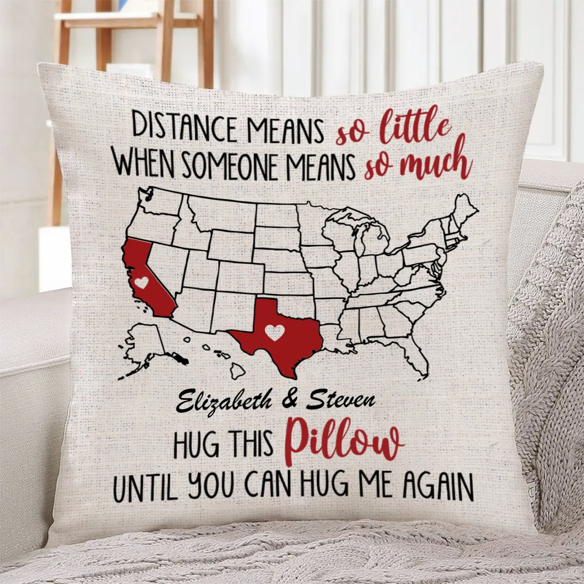 Long Distance Relationship Gift for Couples Boyfriend Girlfriend Hug This Pillow Until You Can Hug Me Valentine's Pillow