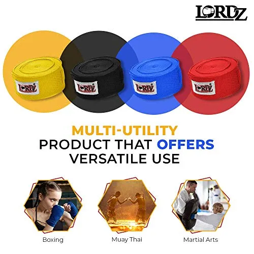 Lordz Hand Wraps for Boxing Punching 120-inch| 9 feet| RED Colour