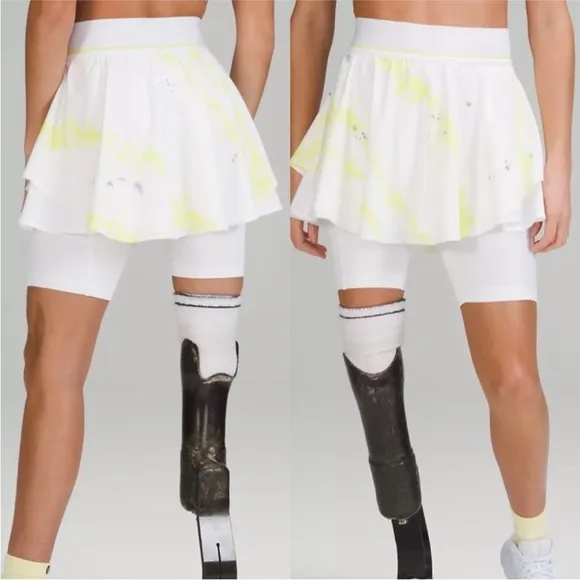 Lululemon Court Rival HR Skirt Extended Liner - Cross Court Wash Electric Lemon