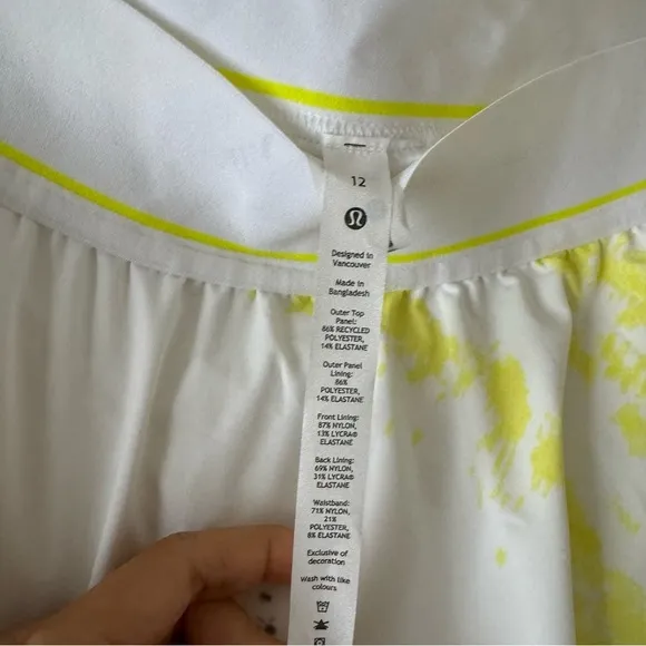 Lululemon Court Rival HR Skirt Extended Liner - Cross Court Wash Electric Lemon