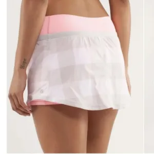 Lululemon pace Mini Skirt Gros Gingham Dune Bleached Coral Skort Size 6 rare