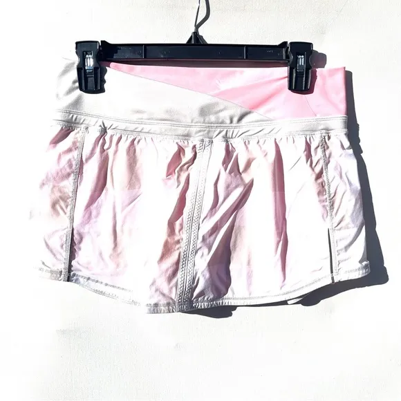 Lululemon pace Mini Skirt Gros Gingham Dune Bleached Coral Skort Size 6 rare