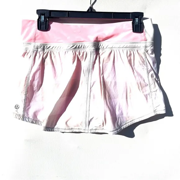 Lululemon pace Mini Skirt Gros Gingham Dune Bleached Coral Skort Size 6 rare