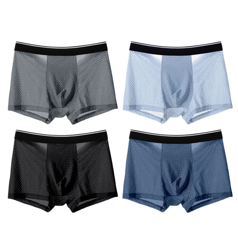 Mens ice silk mesh transparent comfortable underwear ( Set Of 4 )
