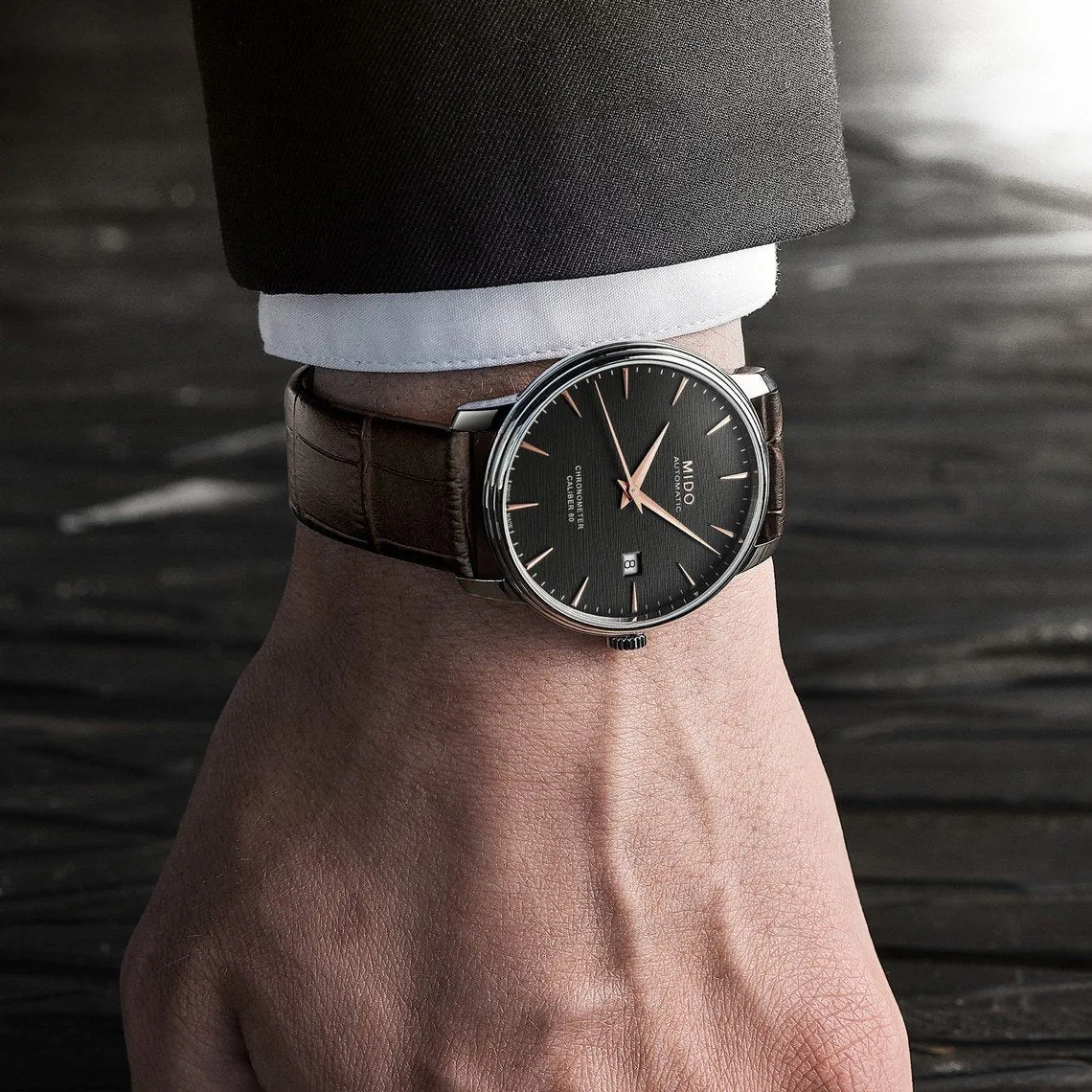 Mido clock baroncelli chronometer caliber 80 automatic silicon m027.408.16.061.00