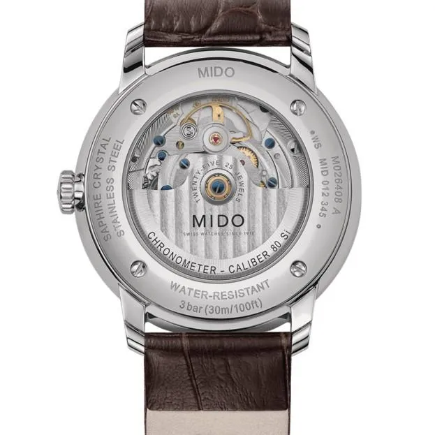 Mido clock baroncelli chronometer caliber 80 automatic silicon m027.408.16.061.00