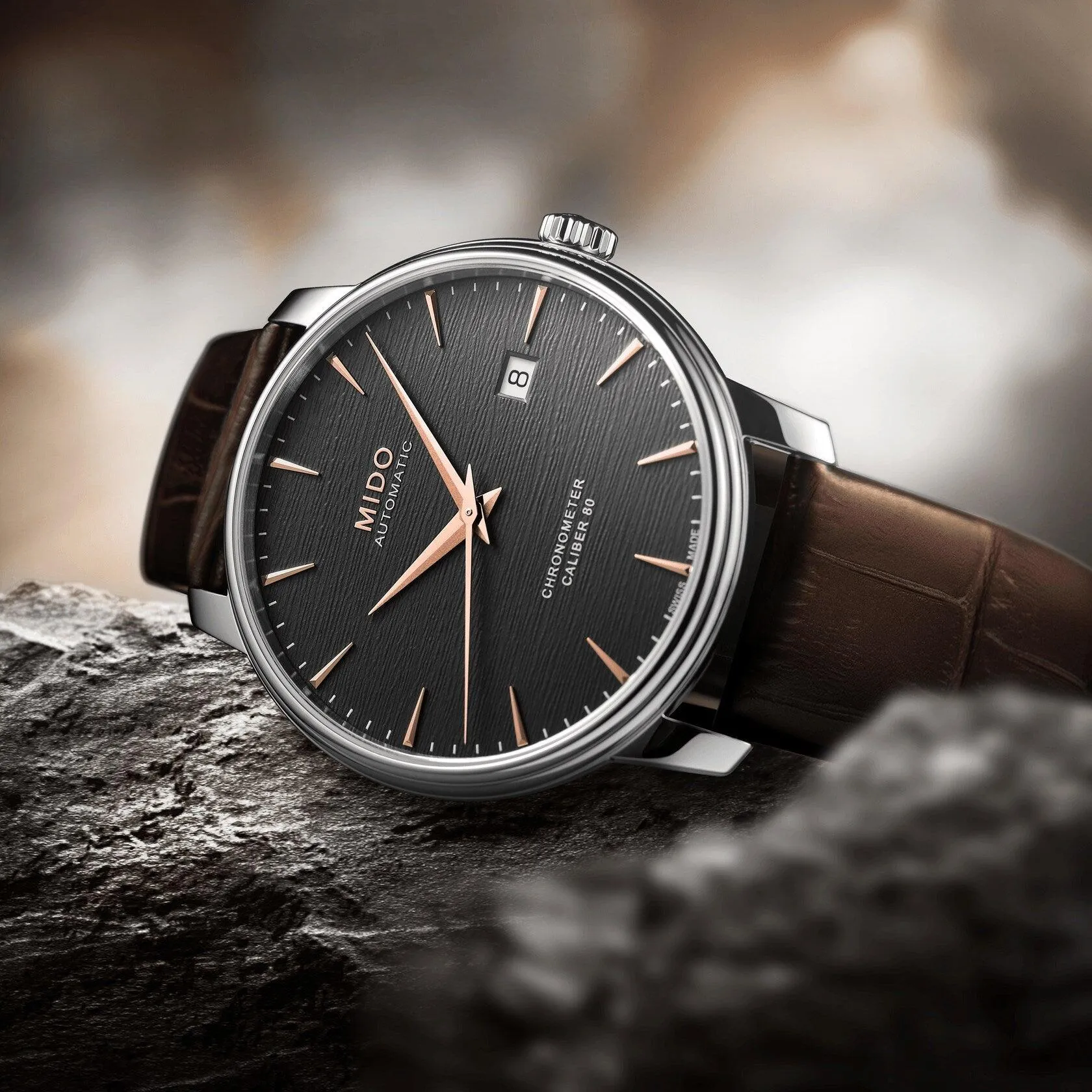 Mido clock baroncelli chronometer caliber 80 automatic silicon m027.408.16.061.00