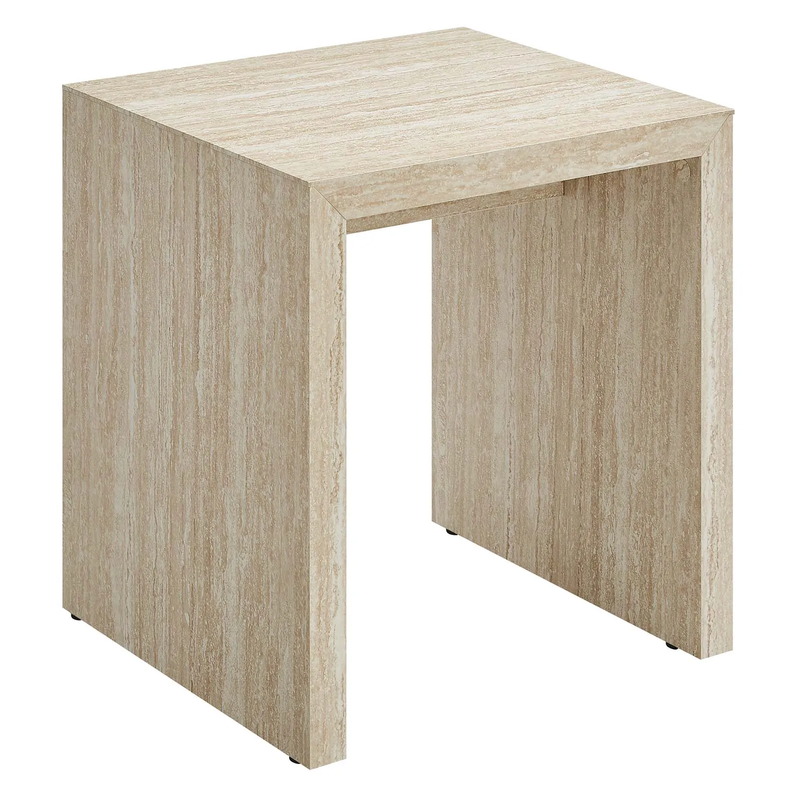 MIRELLA FAUX TRAVERTINE SIDE TABLE