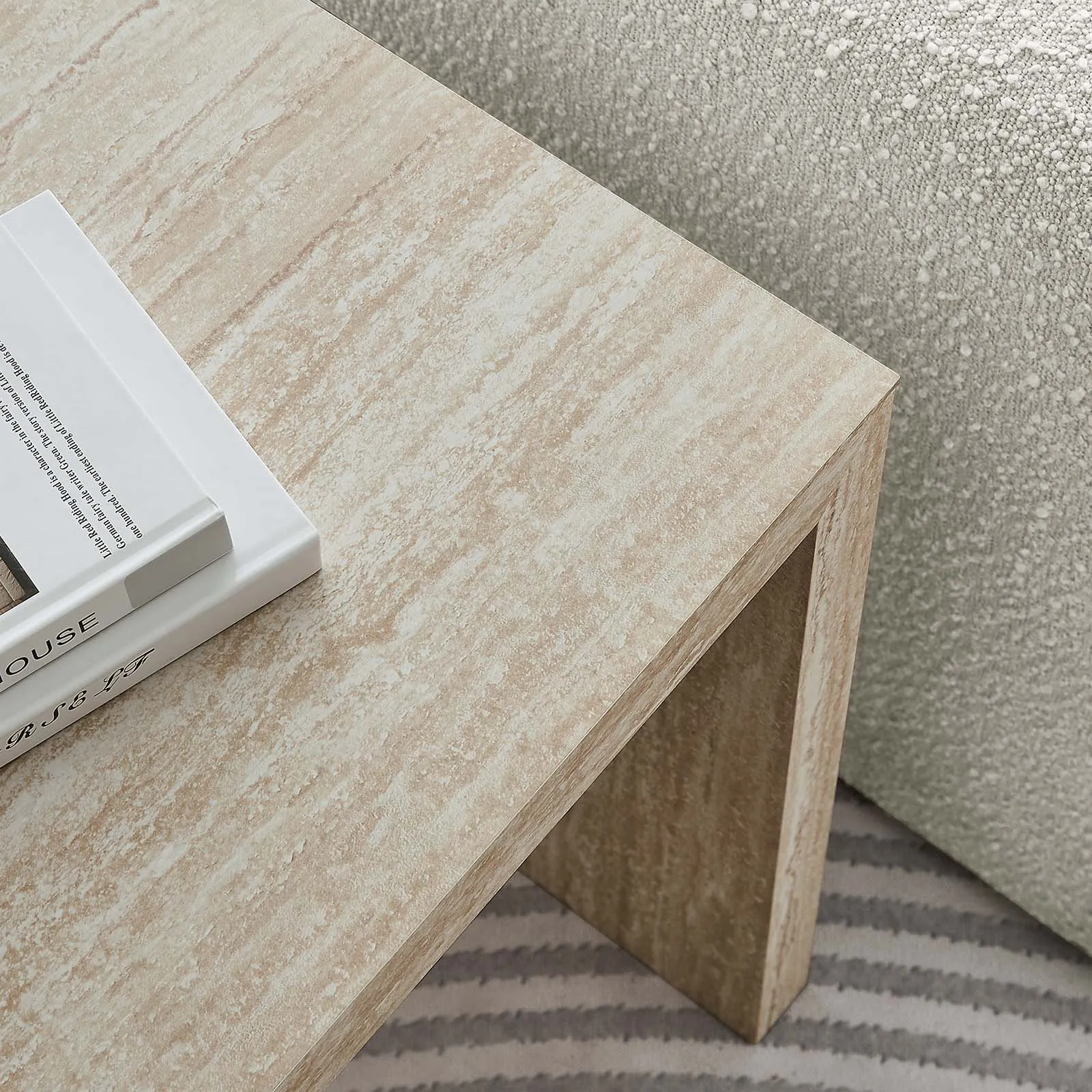 MIRELLA FAUX TRAVERTINE SIDE TABLE