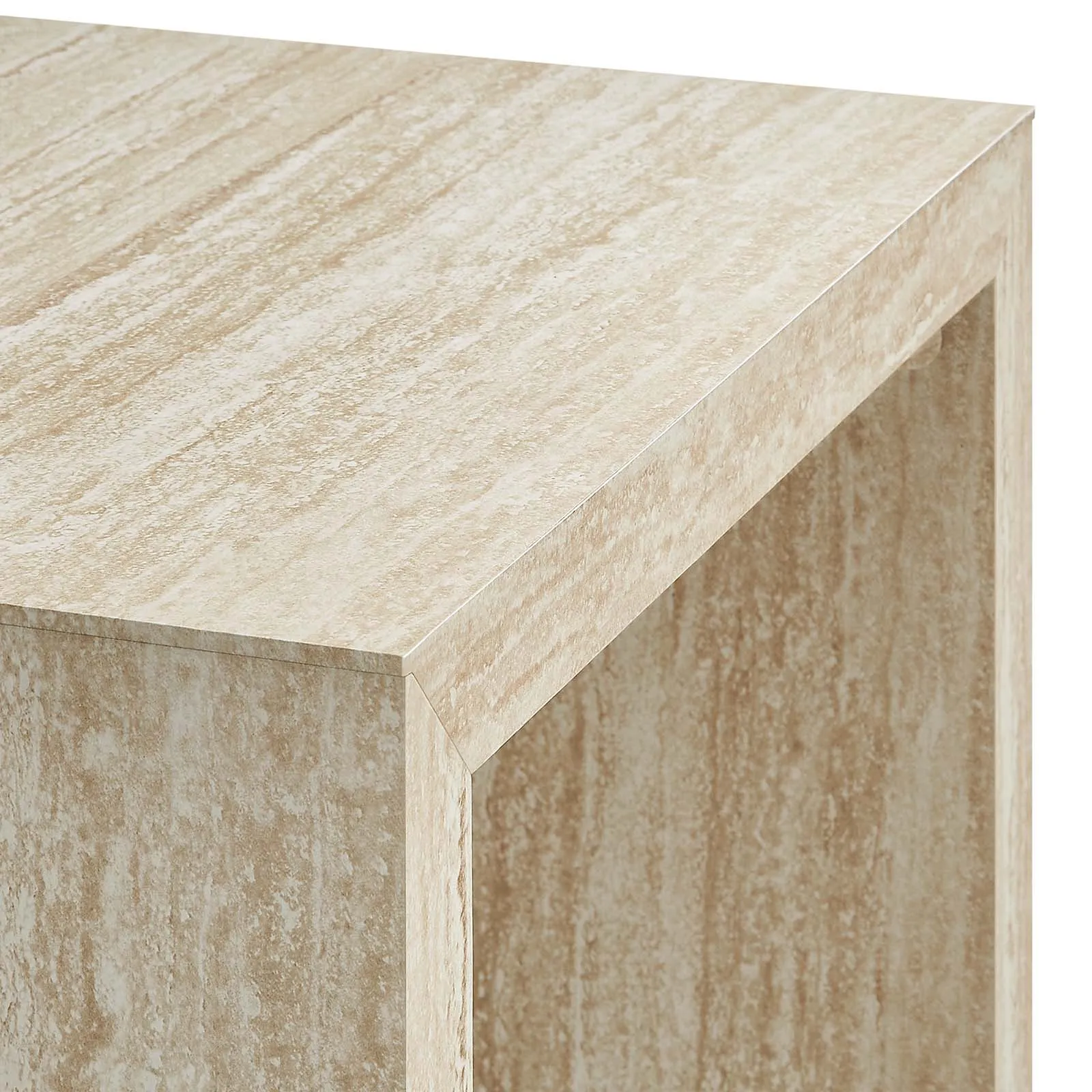 MIRELLA FAUX TRAVERTINE SIDE TABLE