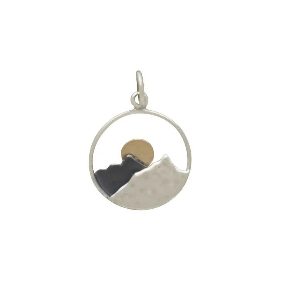 Mountain Range Pendant with Bronze Sun-3115
