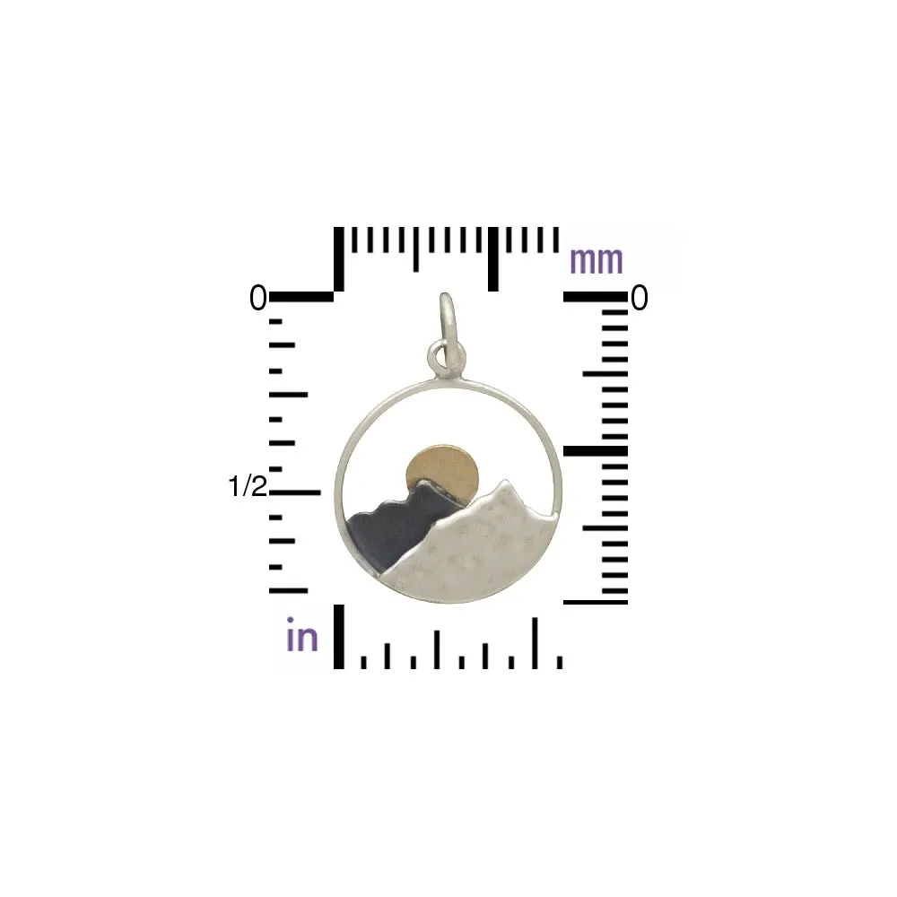 Mountain Range Pendant with Bronze Sun-3115
