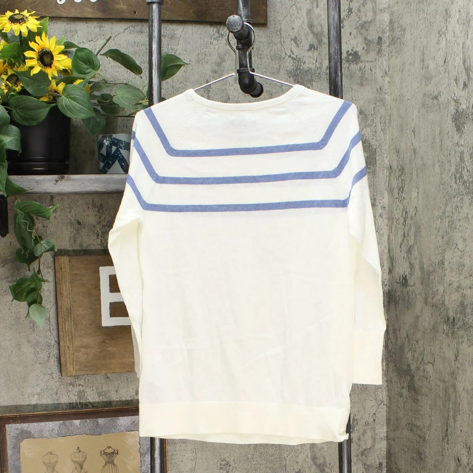 Nautica Women's Lightweight 3/4 Sleeve Striped Sweater