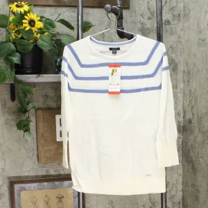 Nautica Women's Lightweight 3/4 Sleeve Striped Sweater