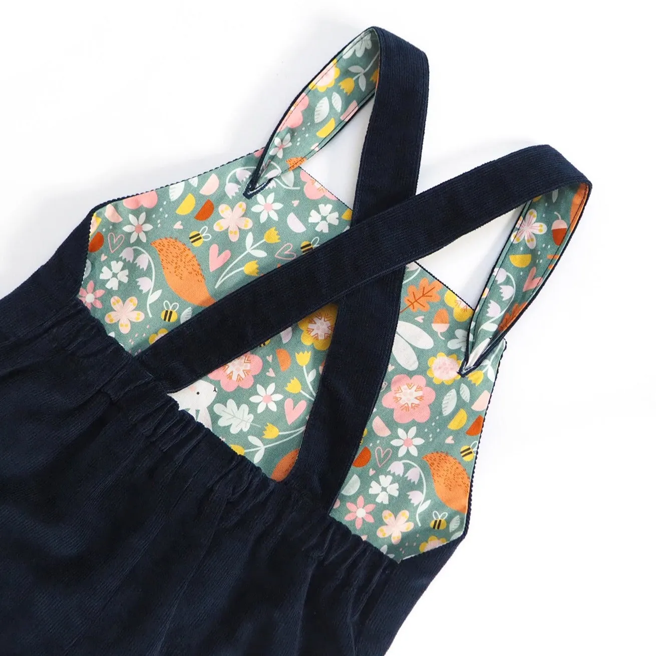 Navy Blue Corduroy Pinafore Dress (Pre-order)