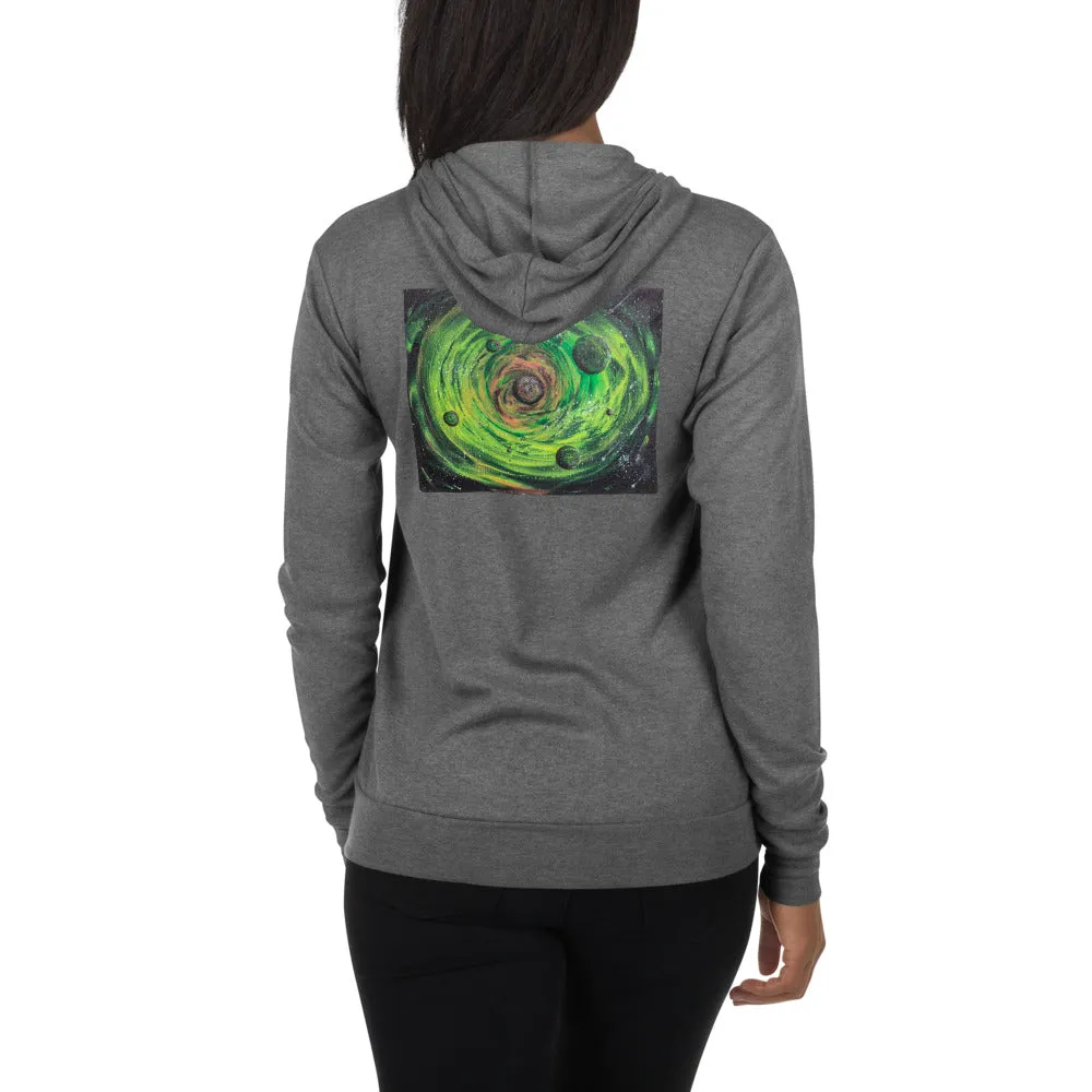 Neon Planet Spiral Unisex zip hoodie