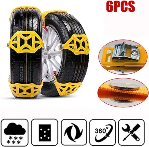 New MACHSWON Anti-Skid Snow Chains for Tyres Portable Easy to Mount Emergency Traction Car Snow Tire Chains Universal for Tyres Width 165-275mm(6Pcs)