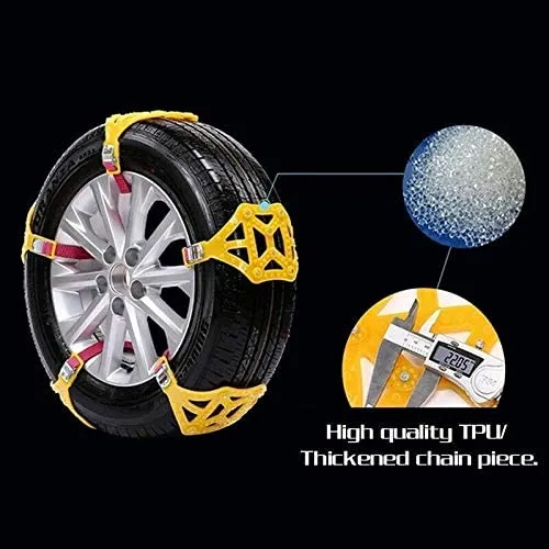 New MACHSWON Anti-Skid Snow Chains for Tyres Portable Easy to Mount Emergency Traction Car Snow Tire Chains Universal for Tyres Width 165-275mm(6Pcs)