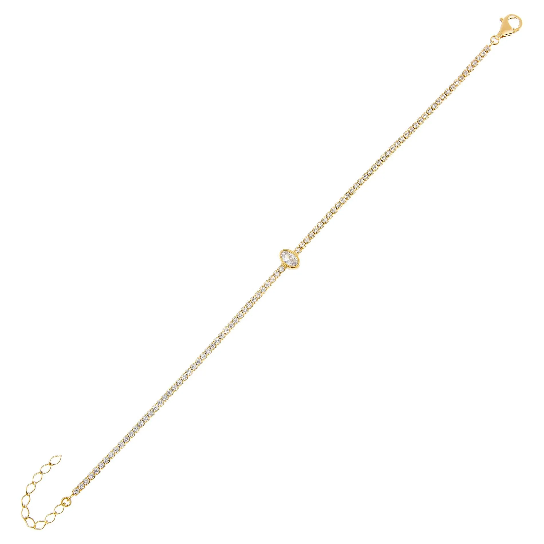 Oval Bezel Thin Tennis Bracelet