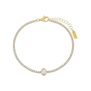 Oval Bezel Thin Tennis Bracelet