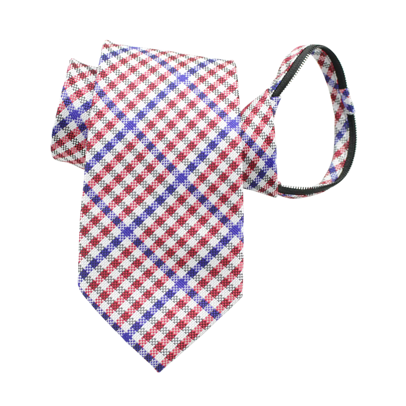 Patriot - Red, White, and Blue Gingham Patterned Zipper Tie