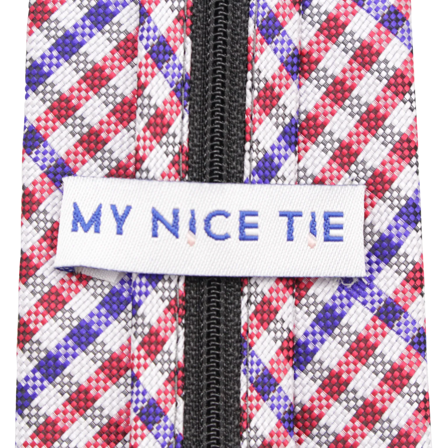 Patriot - Red, White, and Blue Gingham Patterned Zipper Tie