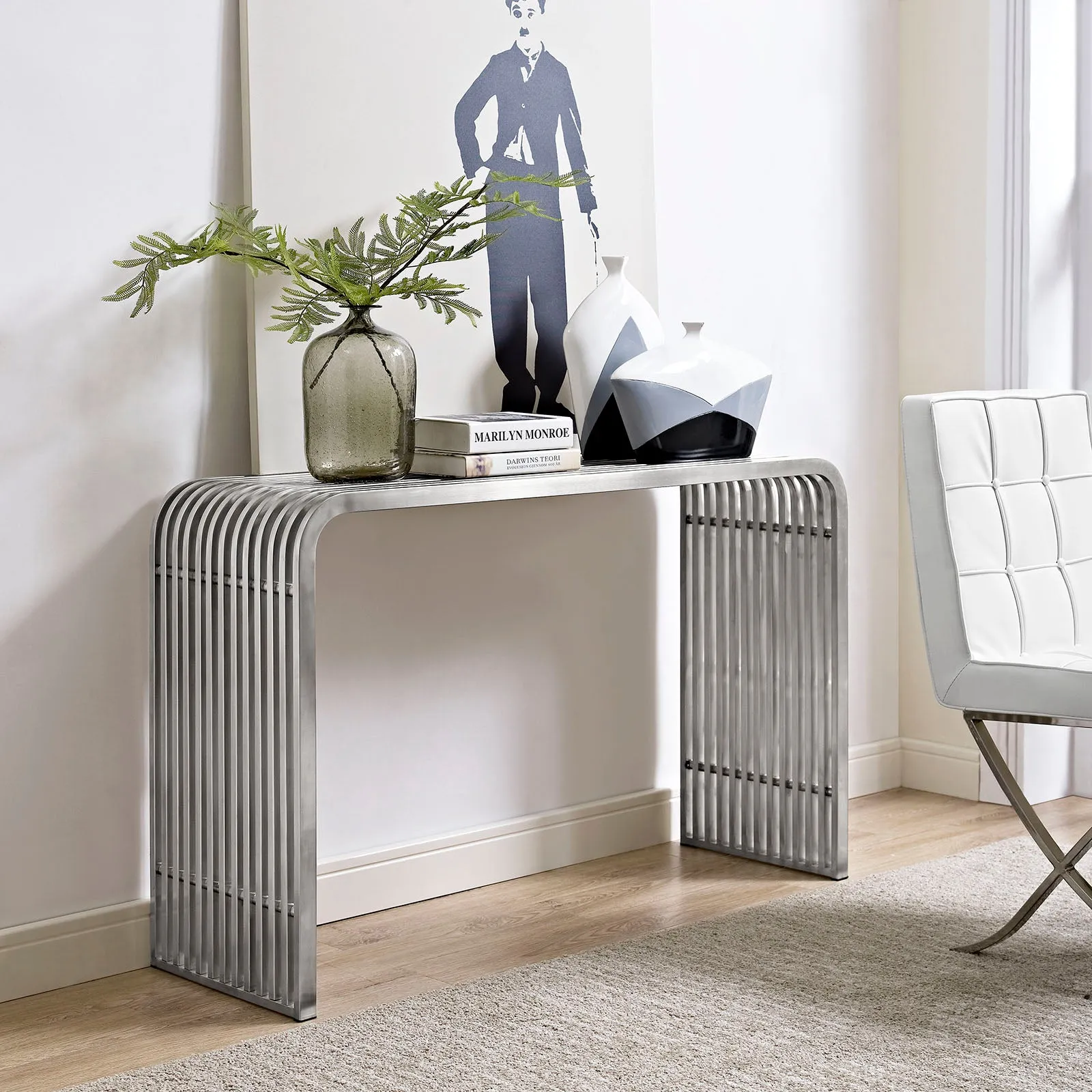 PIPE STAINLESS STEEL CONSOLE TABLE