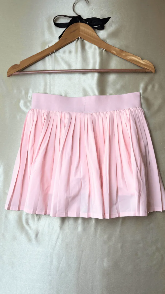 Pleated Athleisure Pink Skirt