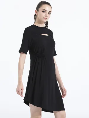 PLEATED TENNIS DRESS, BLACK MODAL