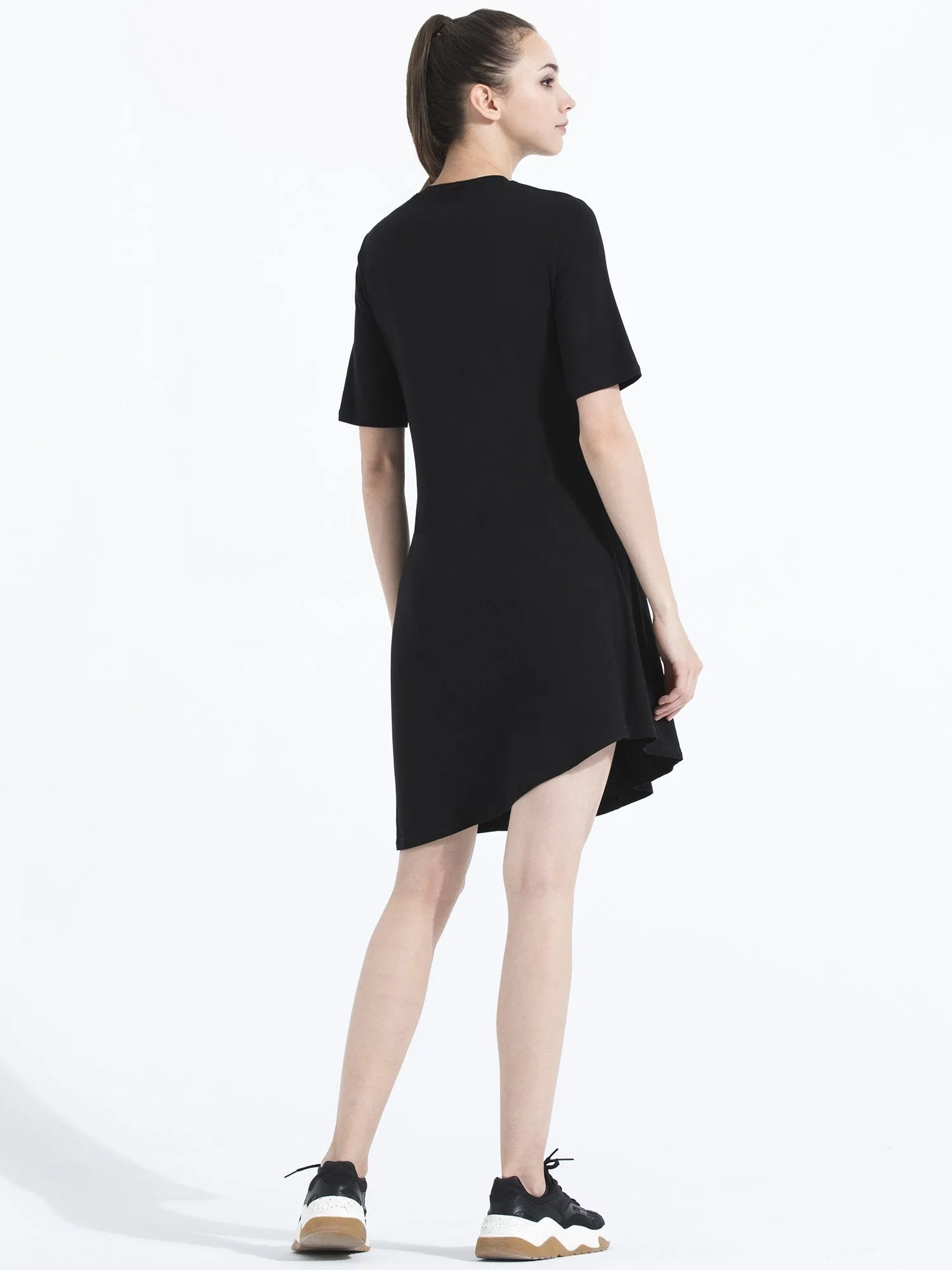 PLEATED TENNIS DRESS, BLACK MODAL