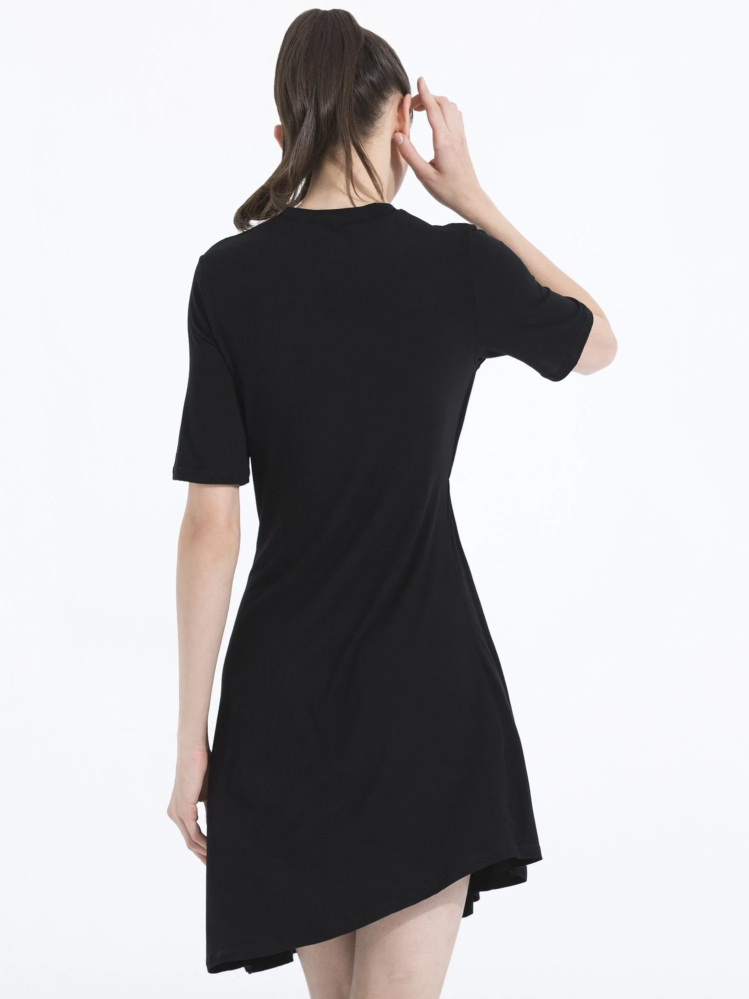 PLEATED TENNIS DRESS, BLACK MODAL