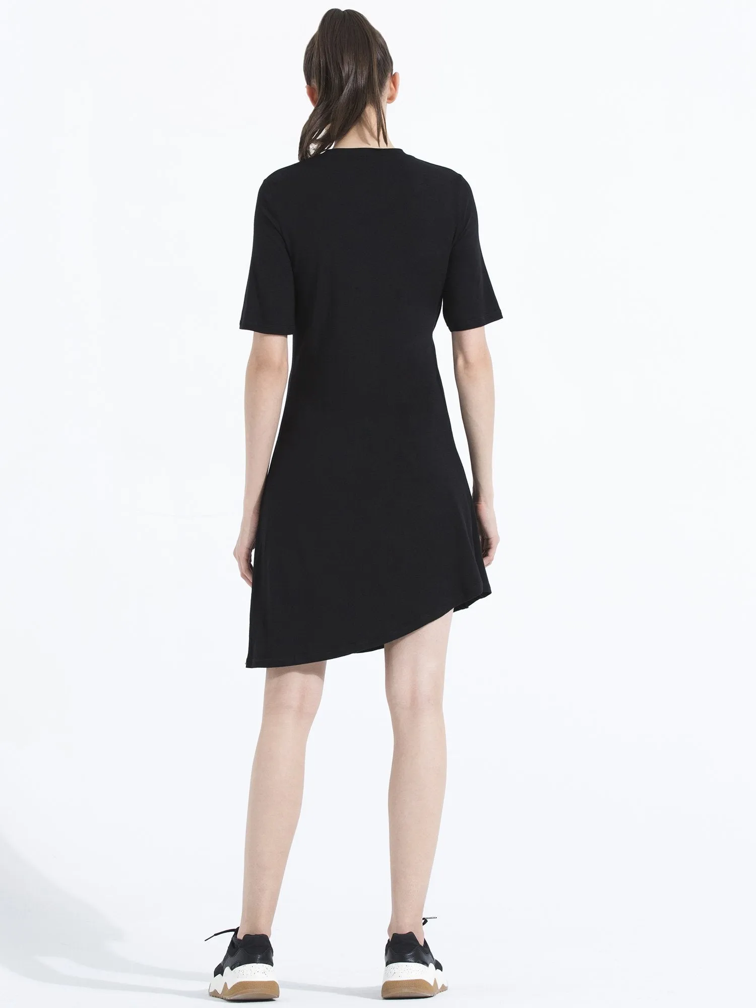 PLEATED TENNIS DRESS, BLACK MODAL