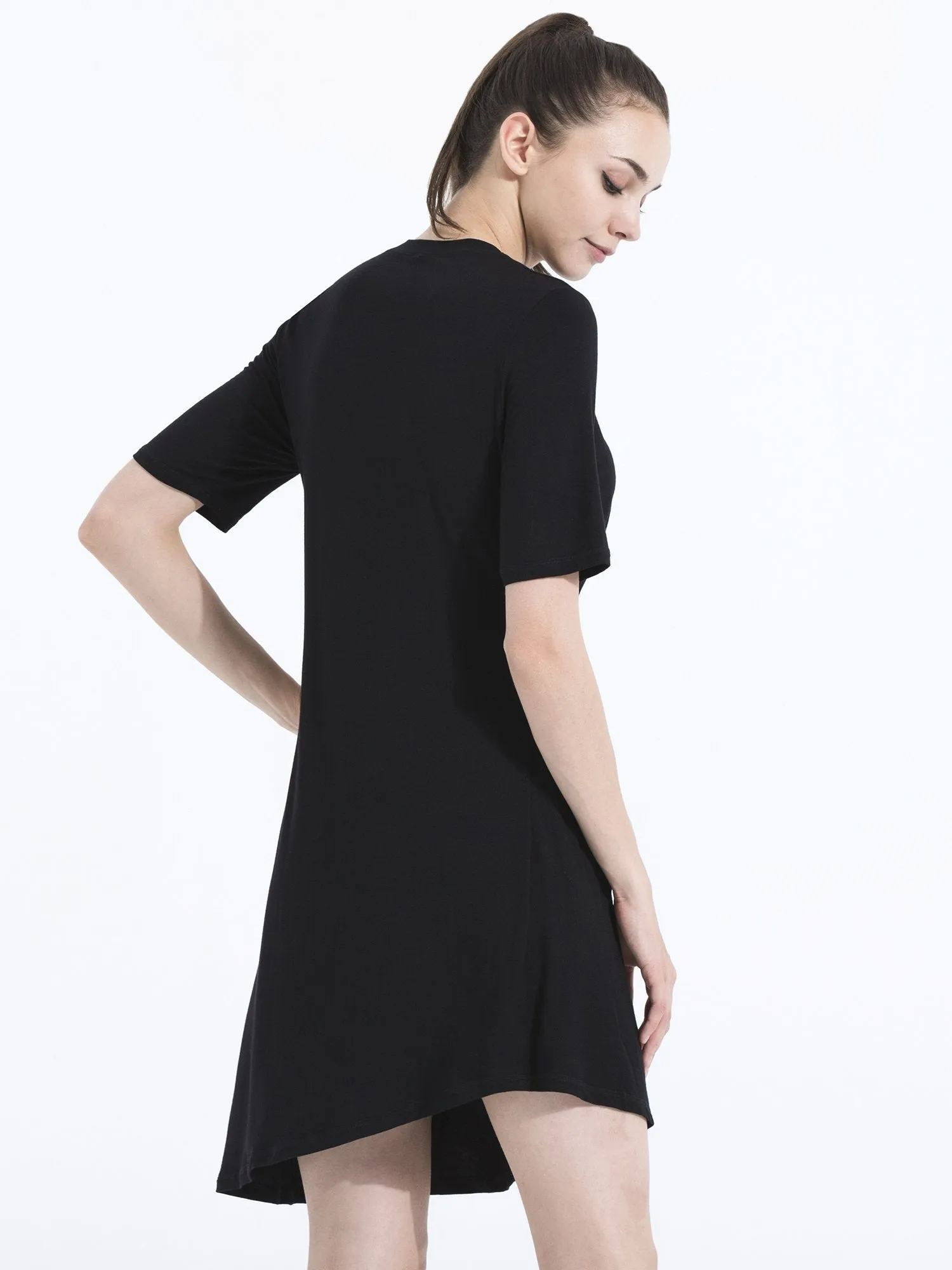 PLEATED TENNIS DRESS, BLACK MODAL