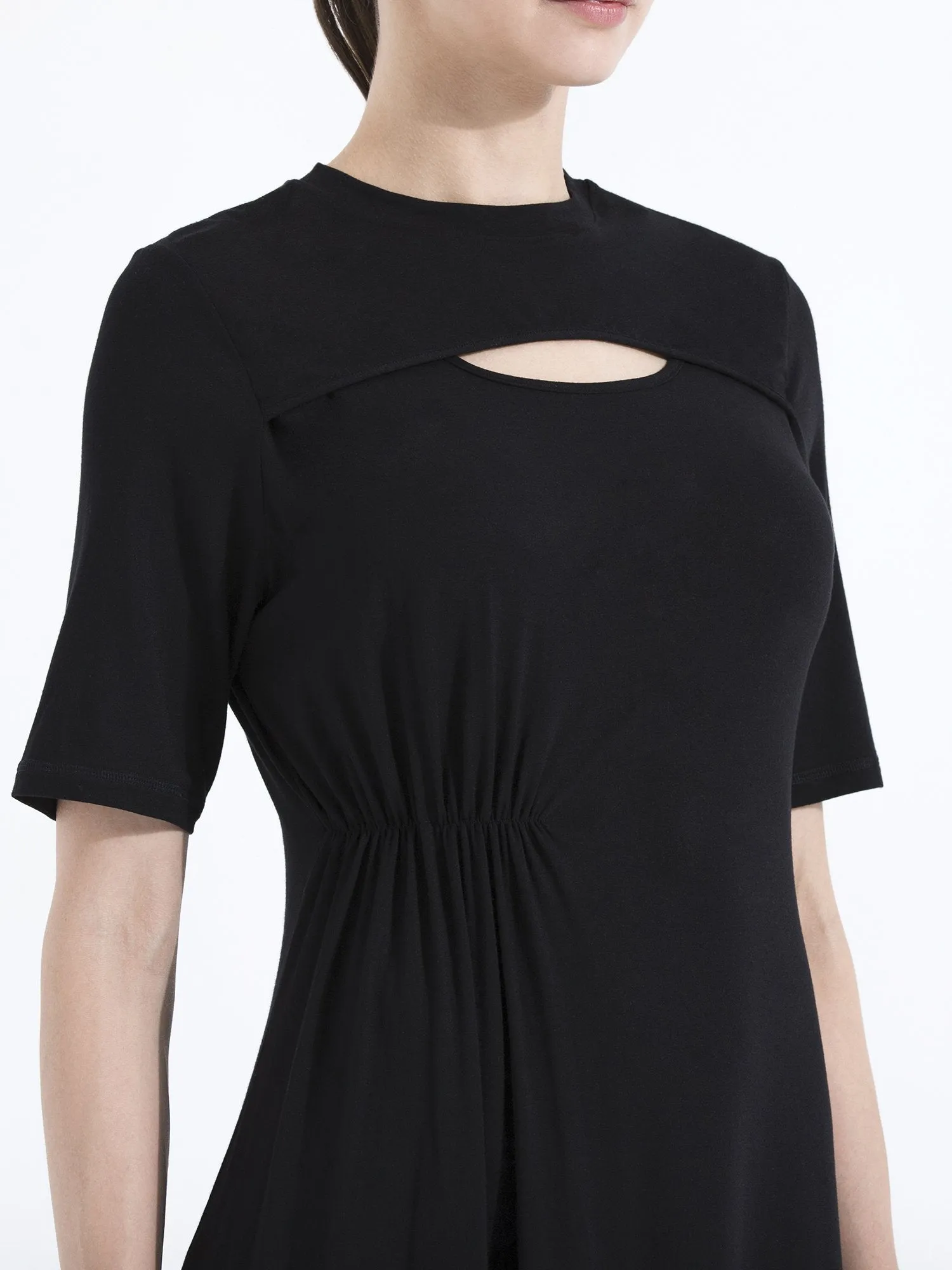 PLEATED TENNIS DRESS, BLACK MODAL