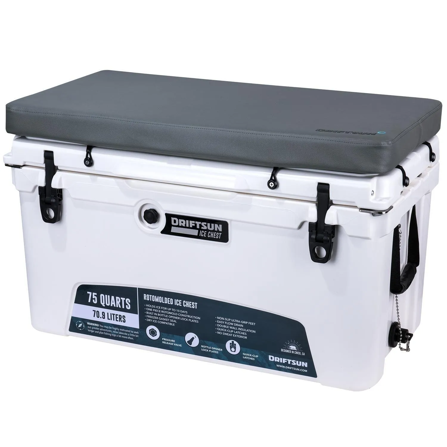 Premium Cooler Seat Cushion With Mounting Hardware - Fits 70Q & 75Q Driftsun Ice Chests