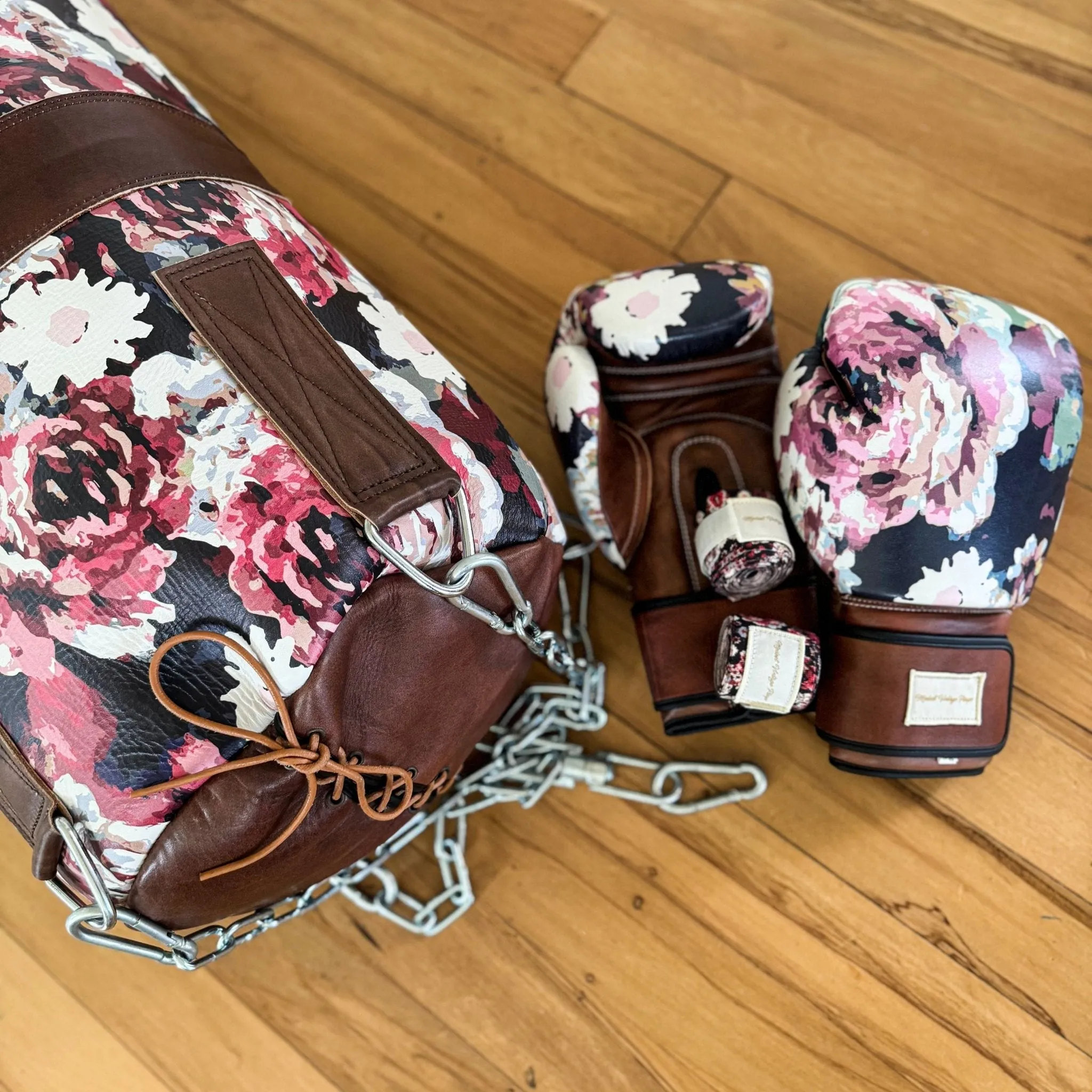 PRO Floral Leather Boxing Gloves (Strap Up) Limited Edition