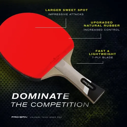 PRO SPIN Elite Series Pro Carbon Ping Pong Paddle | Performance-Level Table Tennis Racket with Carbon Fiber Technology, Bonus Premium Rubber Protector | Professional Table Tennis Paddle