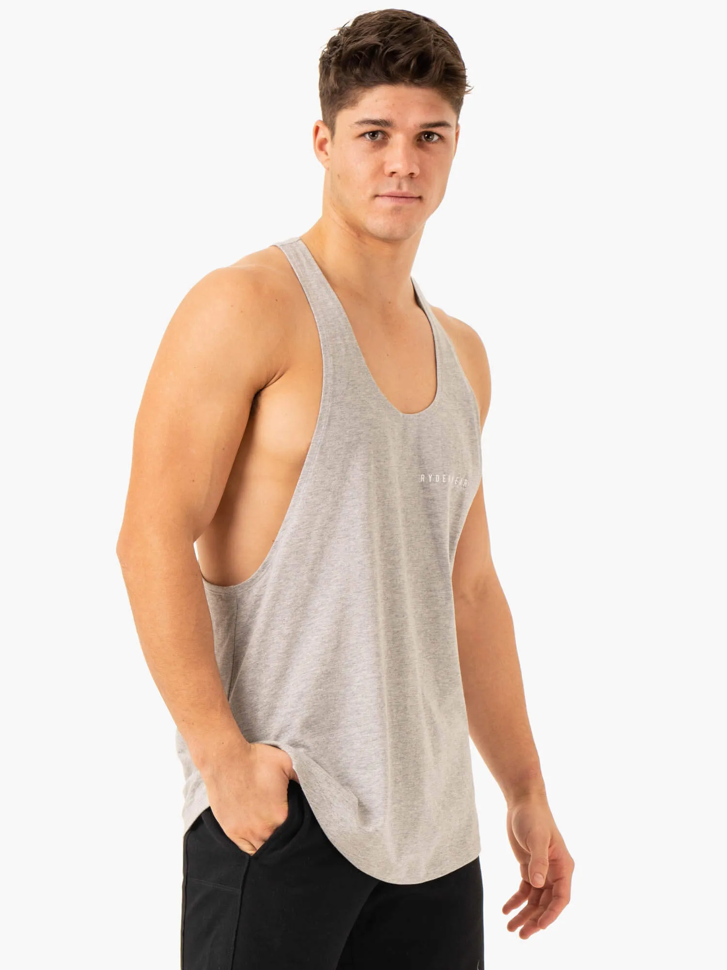 Pursuit Stringer T-Back - Light Grey Marl