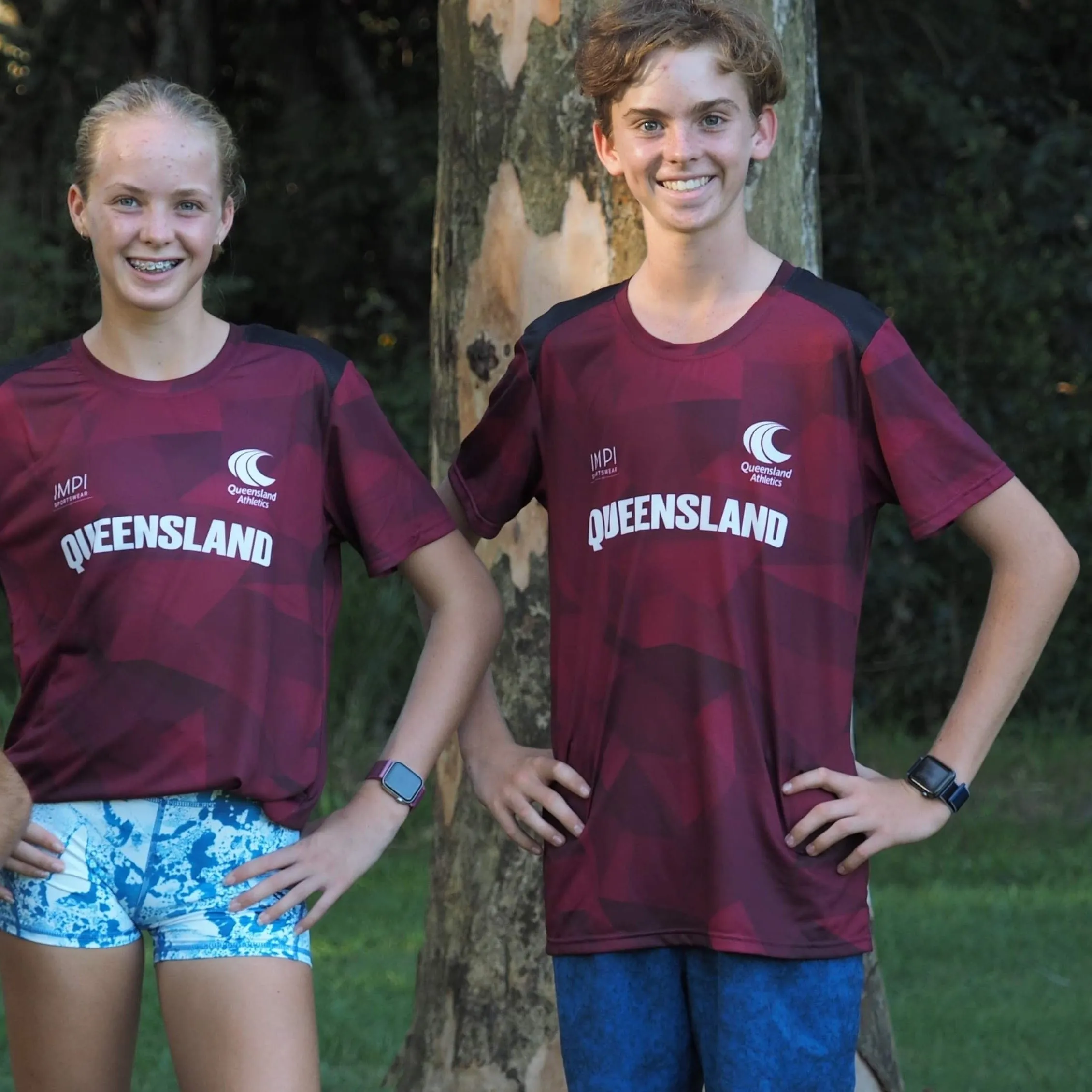 QLD Athletics - Mens Maroon and Black Training Tee