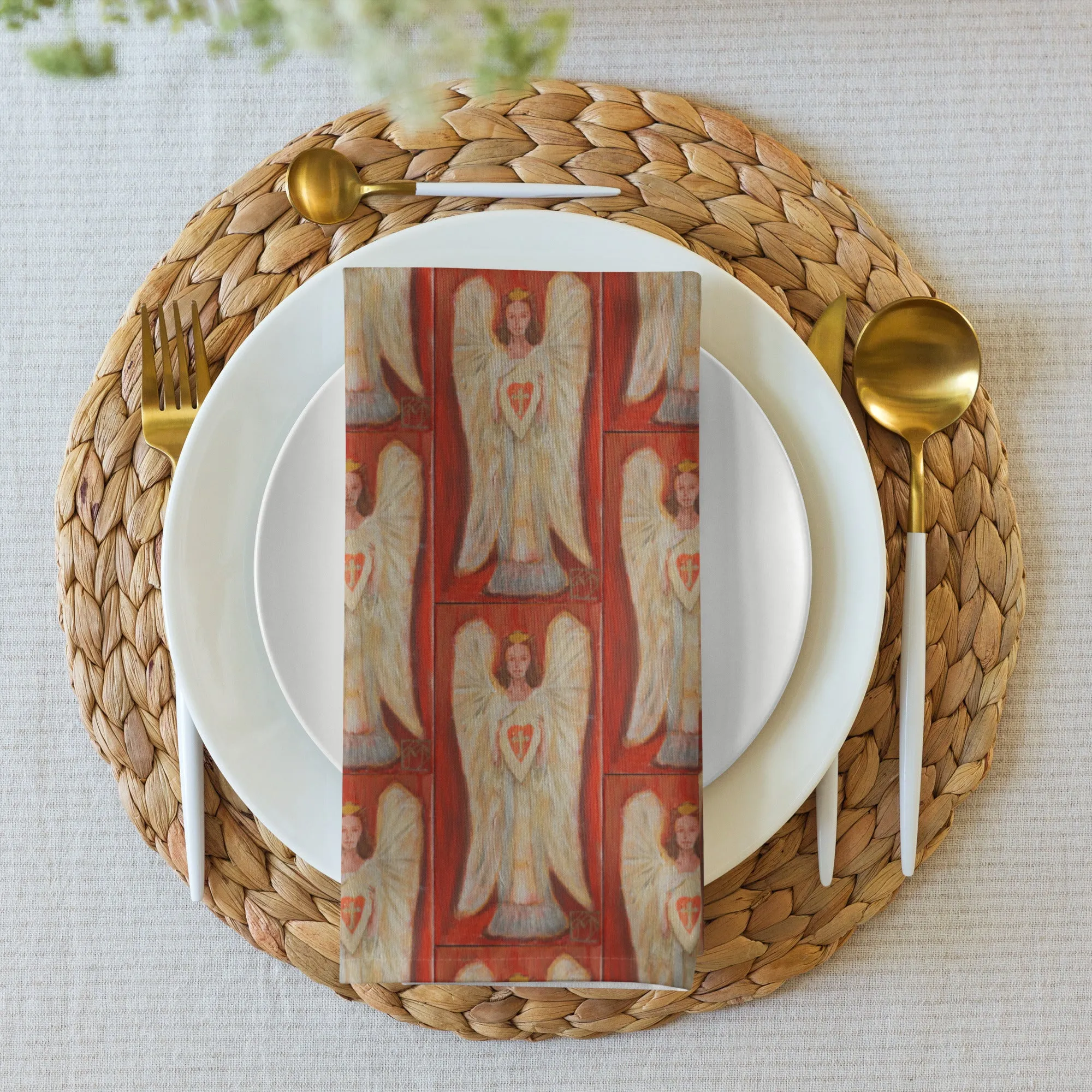 "Angel - Coral" Cloth napkin set