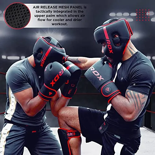 RDX Boxing Gloves Sparring and Muay Thai Maya Hide Leather, Kara Patent Pending Training Mitt for Kickboxing, Punching Bag, Focus Pads, MMA, Thai Pad, Double End Ball Punching Fight Gloves