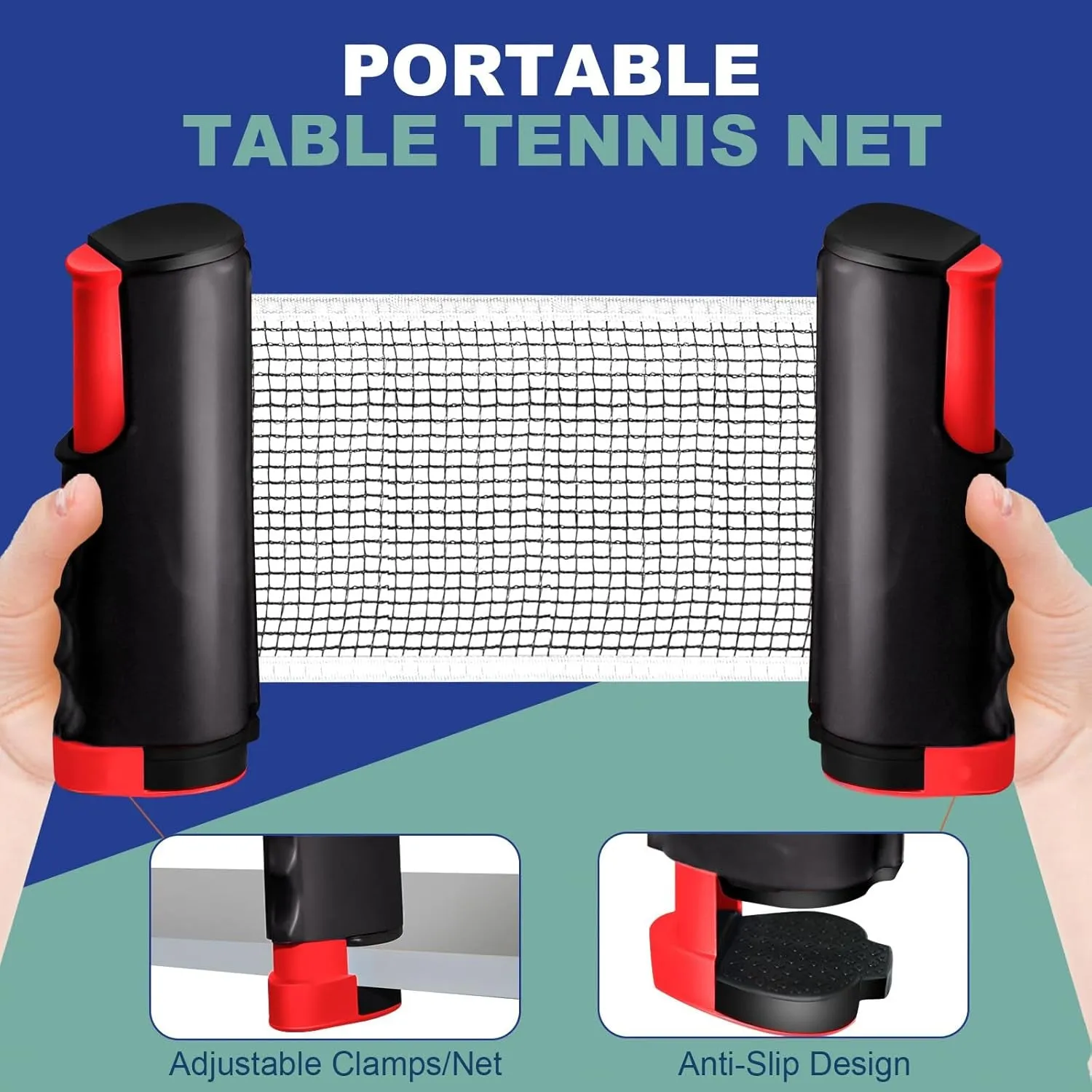Retractable Ping Pong Net – 72" Table Tennis Net with Clamps Portable Ping Pong Net for Any Table and and Easy Setup Ping Pong Equipment Replacement Net for Ping Pong Tables