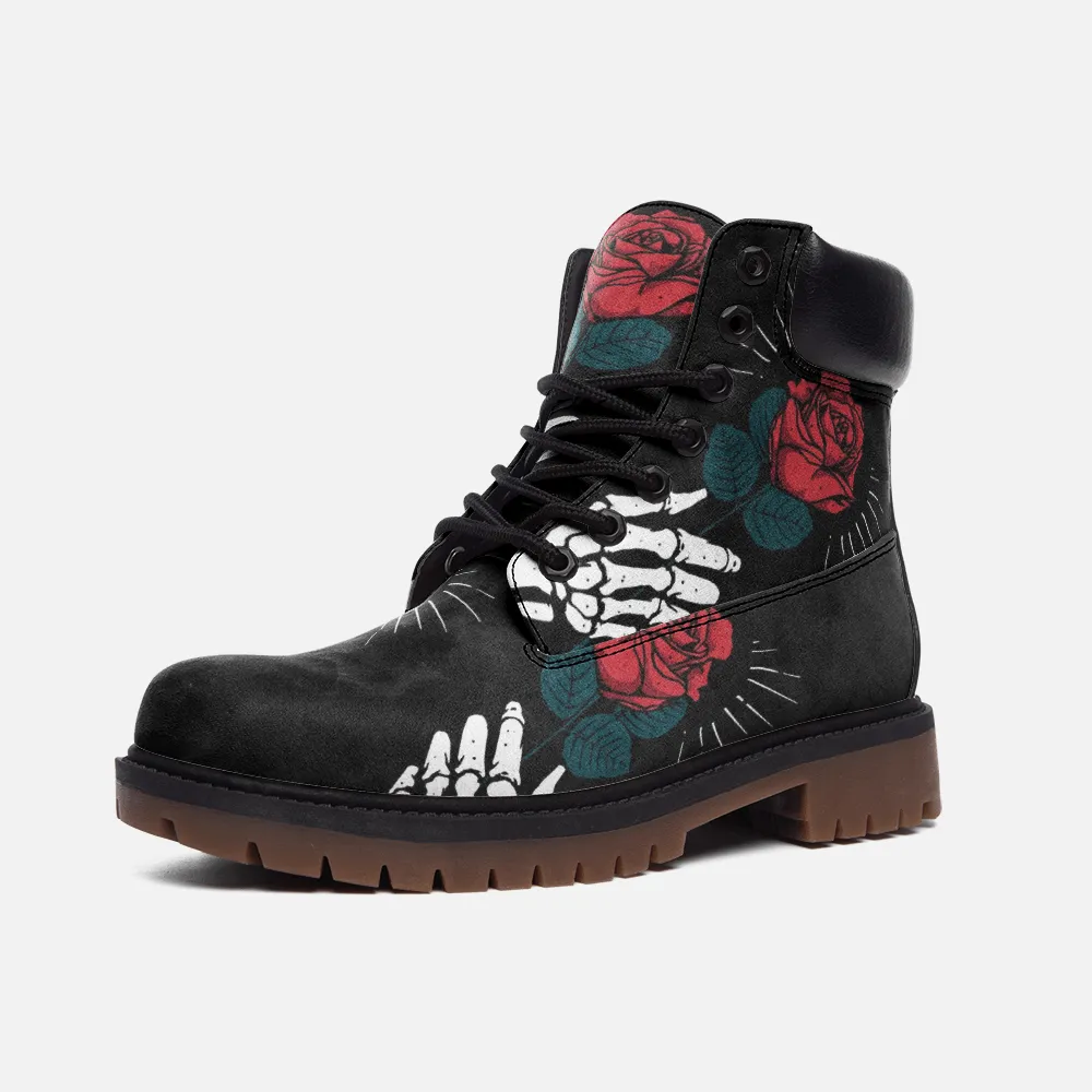 Rose Skull Casual Leather Lightweight boots TB
