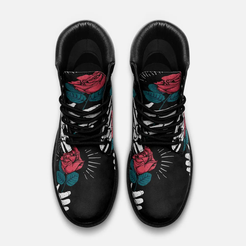 Rose Skull Casual Leather Lightweight boots TB