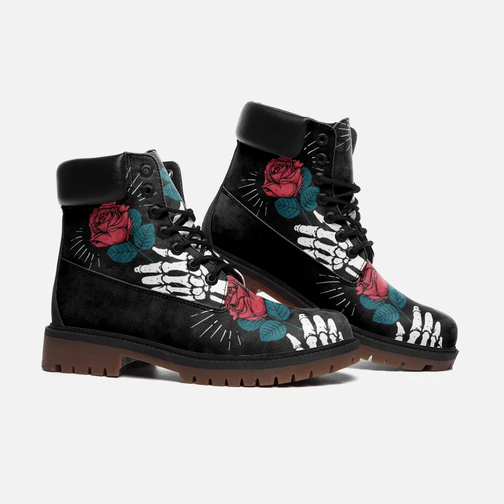 Rose Skull Casual Leather Lightweight boots TB