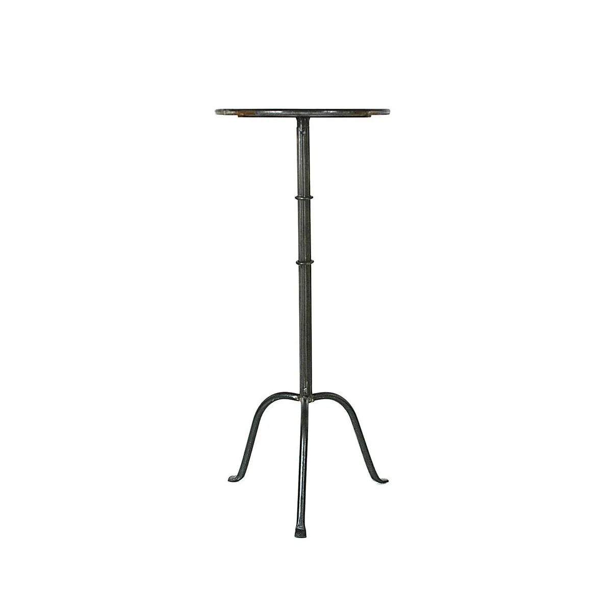 Round Drinks Side Table in Vintage Black Metal