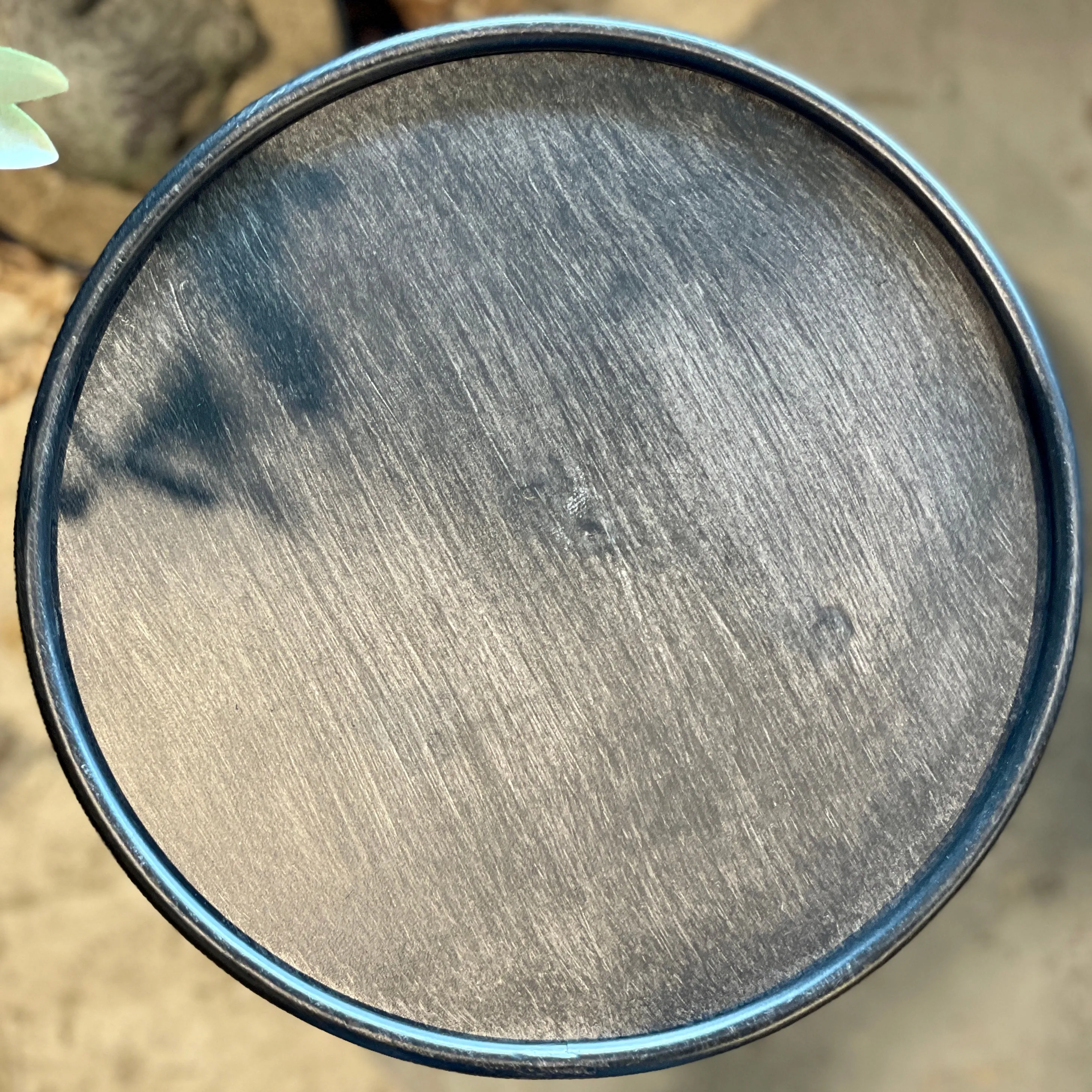 Round Drinks Side Table in Vintage Black Metal
