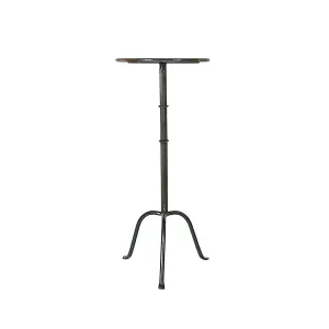 Round Drinks Side Table in Vintage Black Metal