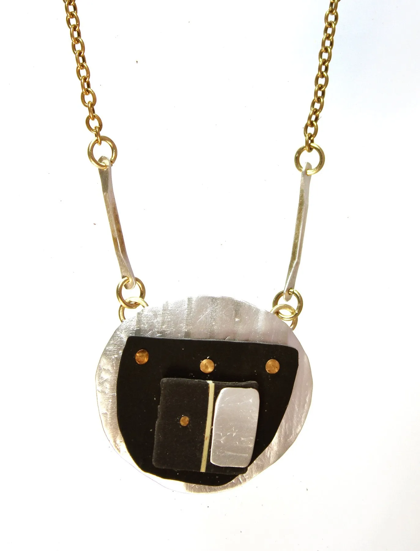 Round Table Dinner Out Necklace Sterling and Brass