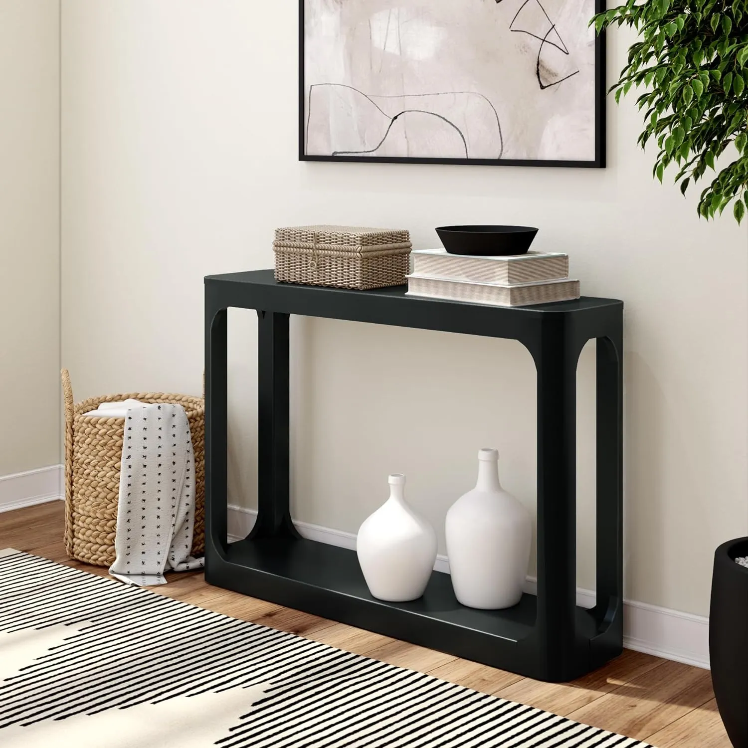 Rounded Edge Console Table in Black (46")